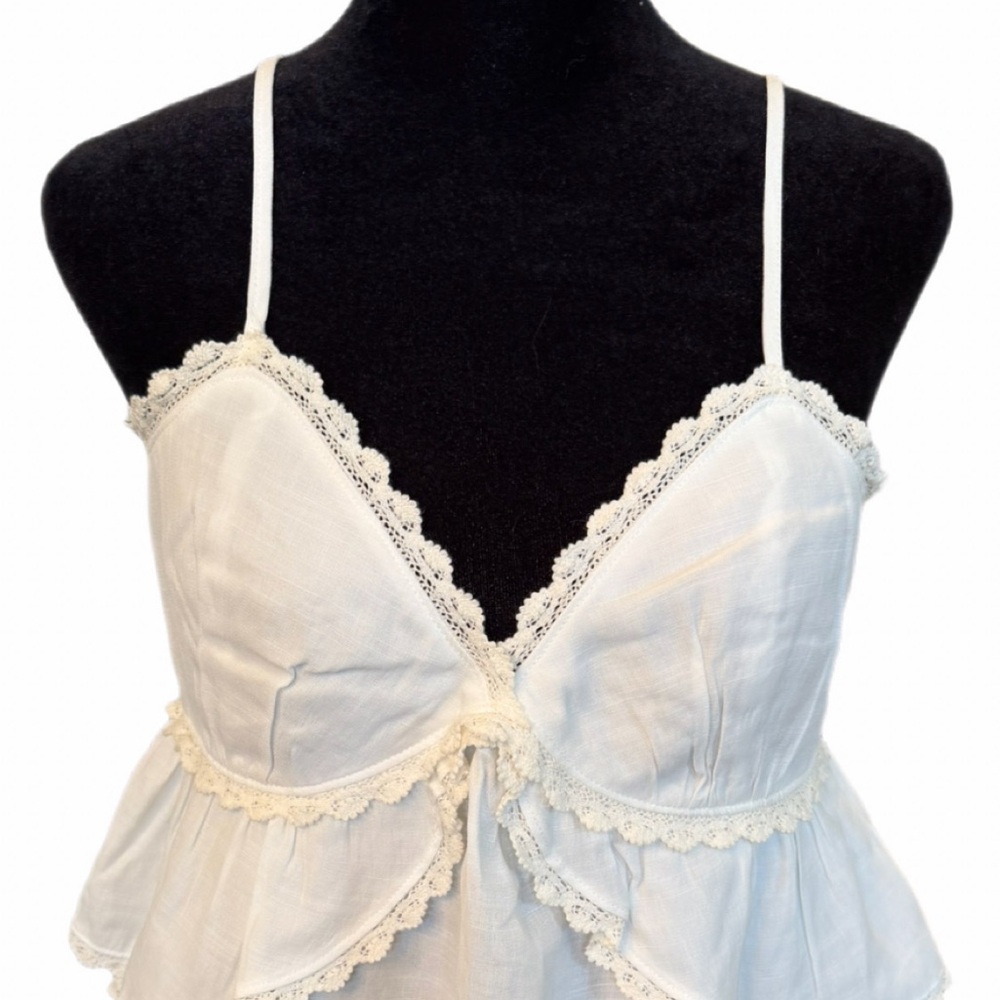 NWT- Free the Rose Womens Lace Trimmed Waterfall Tiered Top XL White - Picture 16 of 16